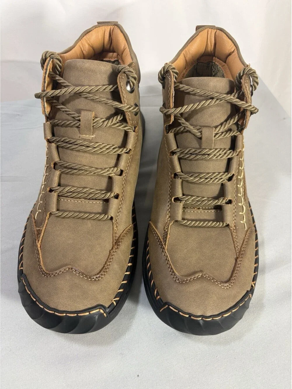 Salkin Mens 9.5 EU 43 Leather Orthopedic Comfort Boots Waterproof Khaki NWOB